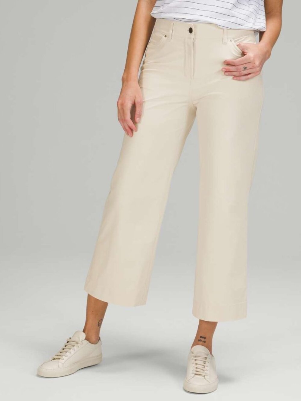 Lululemon City Sleek 5 Pocket Wide-Leg High Rise 7/8 Length Pant White Opal